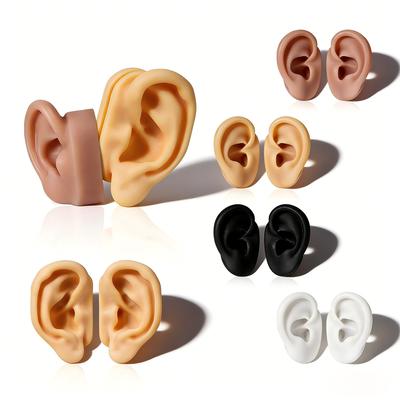 Realistic 3D Silicone Ear Model 1:1 Human Size Ear for Ear Piercing Practice Tattoo Training Display Props Tattoo Tools
