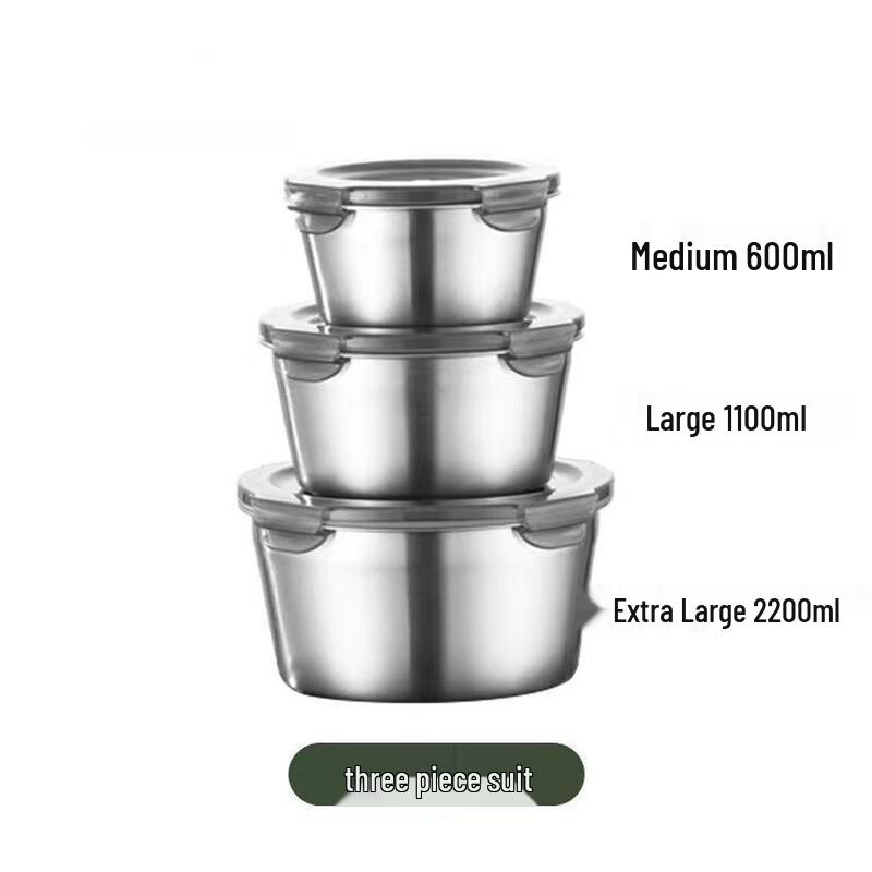 304 Stainless Steel Round Food Storage Container Set