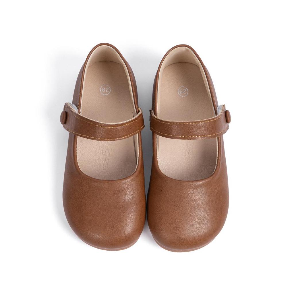 Kids' Casual Velcro Leather Shoes - Soft Sole, Solid Color, Versatile Design