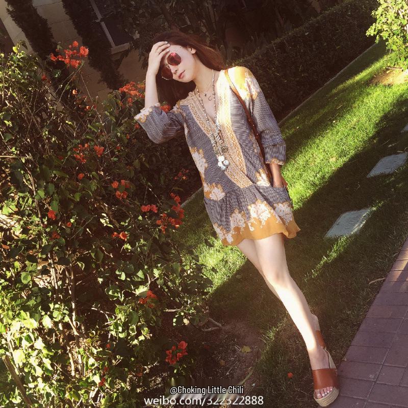 

2025 Summer Korean Style Sweet Print Dress for Women Medium