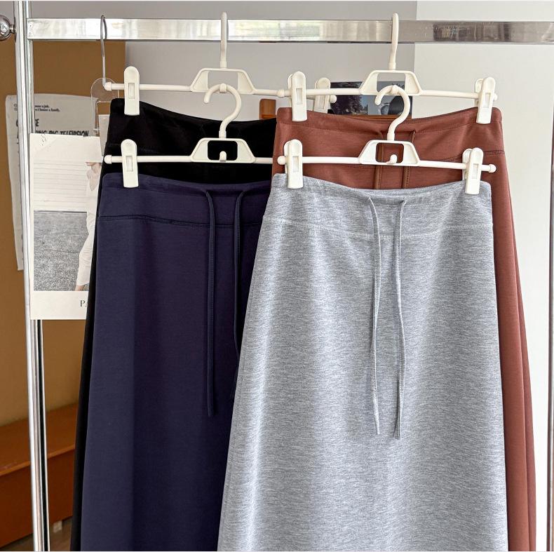 Autumn 2026 Casual Drawstring High Waist Slimming Slit Pencil Skirt