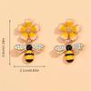 1 Pair Cute Bee Dangle Earring for Women Fashion Creative Design Yellow Flower Drop Earrings Rhinestones Beautiful Jewelry Gifts