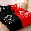 3-teiliges Set Rot Schwarz Ich und Du Rosenbuchstaben Herzmuster Gedruckte Steppdecke Bettbezug Bettwäsche-Set Für Alle Jahreszeiten Schlafzimmer Hotels
