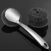 Steel Wool Scrubber Dish Brush With Handle Deep Cleaning Metal Set For Kitchen