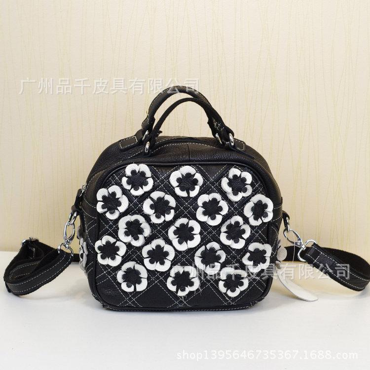 

Leather Bag Fashion Personality Niche Colorful Flower First Layer Cowhide Women S Handbag Shoulder Bag