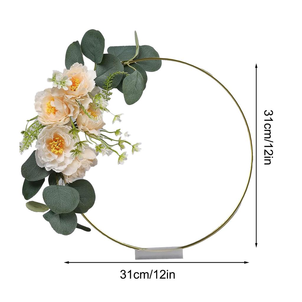 10pcs 30cm Gold Metal Wreath with Acrylic Base Wedding Table Centerpiece DIY Floral Ring Decor
