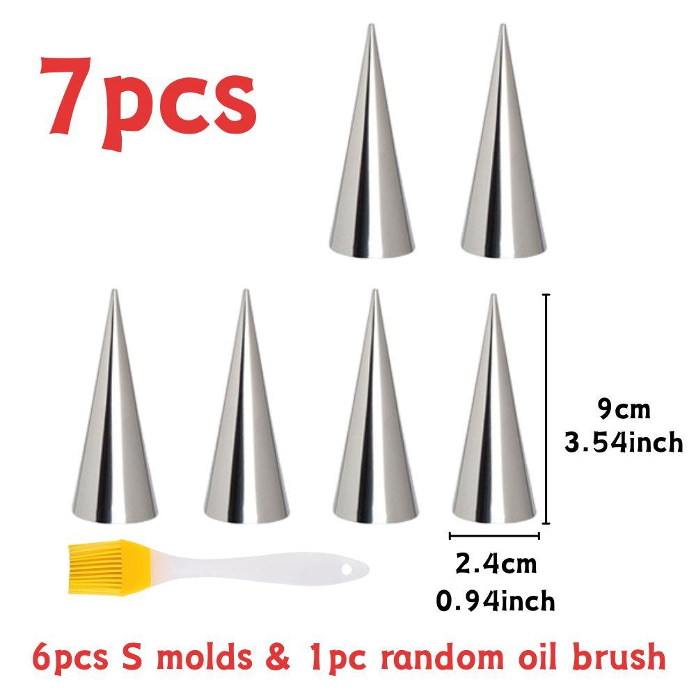 7pcs S/M/L Stainless Steel Cannoli Tubes Mold Set & Colorful Silicone Basting Brush Set for Baking, Pastry, Cream Horn YMY