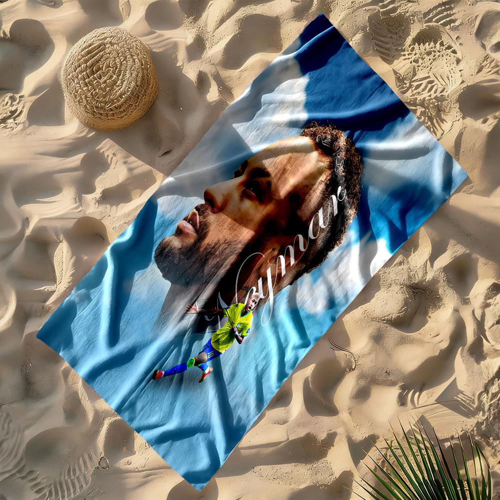 Neymar S Schattenporträt Strandtuch Schnelltrocknend Weich Mikrofaser Bequem Leicht