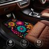 4pcs Auto Mats Adorned with Floral Colorful Abstract Motif for Pickup Trucks or SUVs, Including Convenient Cleaning Surfaces and Gift