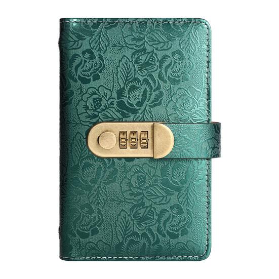 Financial Planning Notebook A6 Password Lock Cash Budget Organizer, PU Leather And Relief Cover, Security Binder 100 Pocket Savings Challenge Booklet