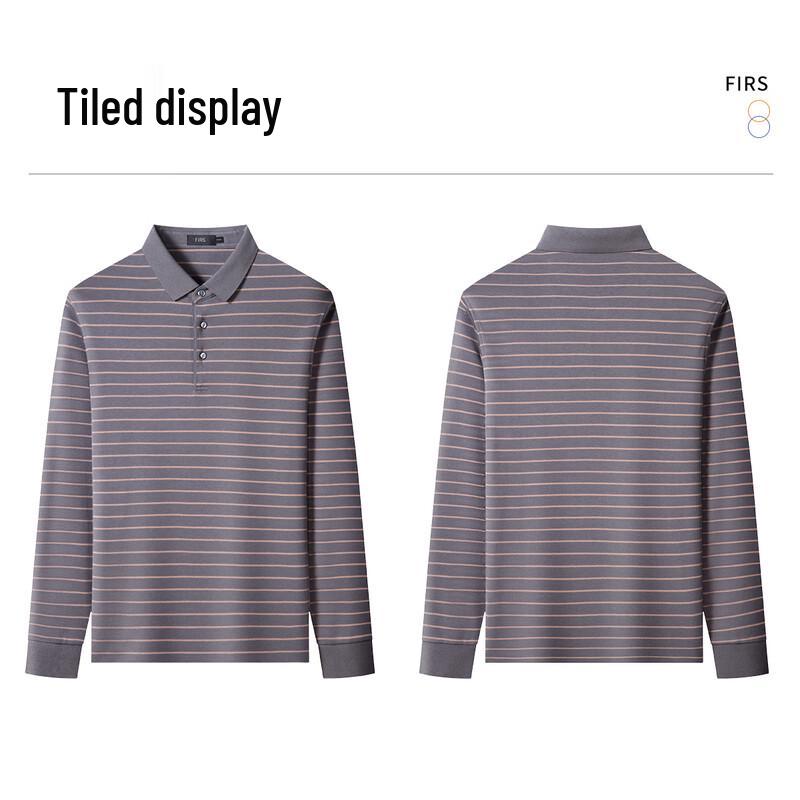 Shanshan Men's Wool Blend Striped Polo Long Sleeve T-Shirt