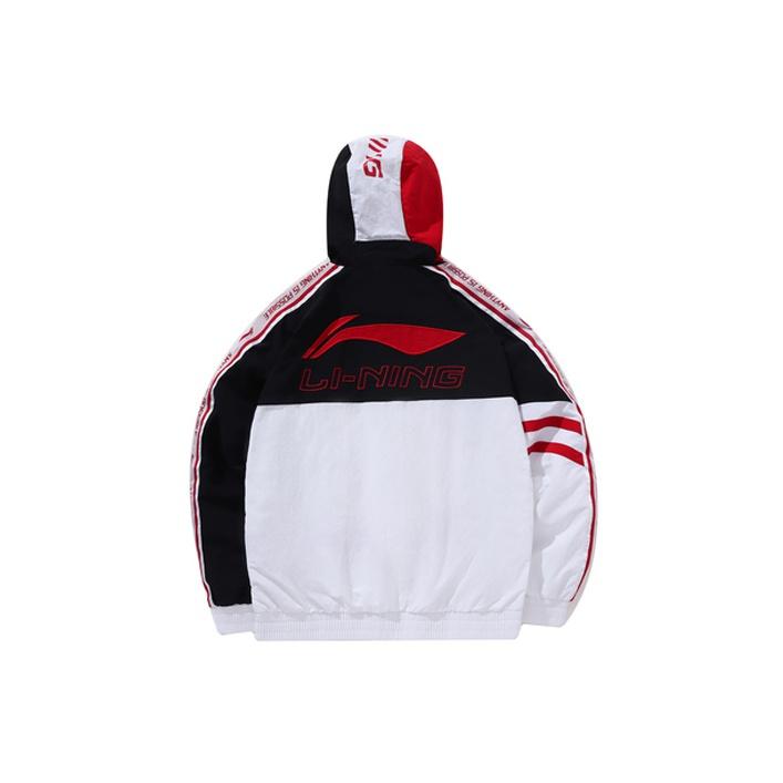 Giacca con Cappuccio Retro Li Ning Uomo Capospalla Bianco Rosso AFDN371-1