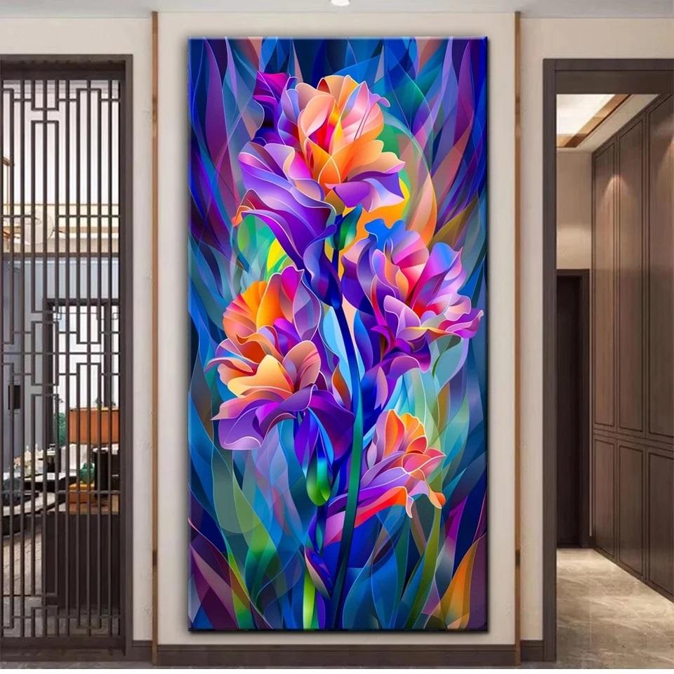 Purple Iris Flower 5D Diy Diamond Mosaic Art Full Square Round Diamond Painting Still Life Big Size New 2025 Home Decoration