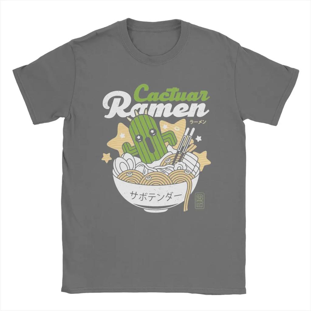 Cool Cactuar Ramen Final Fantasy T-Shirts for Men Crewneck 100% Cotton T Shirts Short Sleeve Tee Shirt Unique Tops