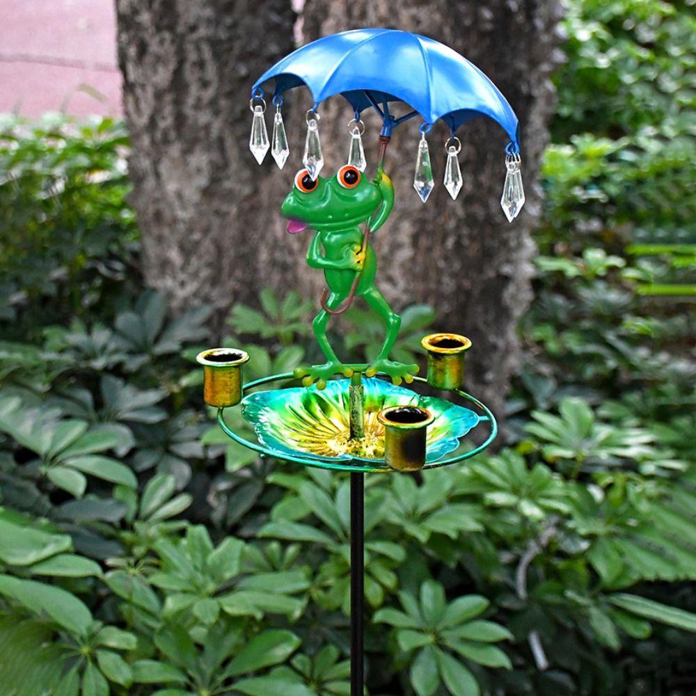 Cute Frog Shaped Bird Feeder Iron Bird Feeding Dish Garden Decoration Bird Water Bowl  Parrot
