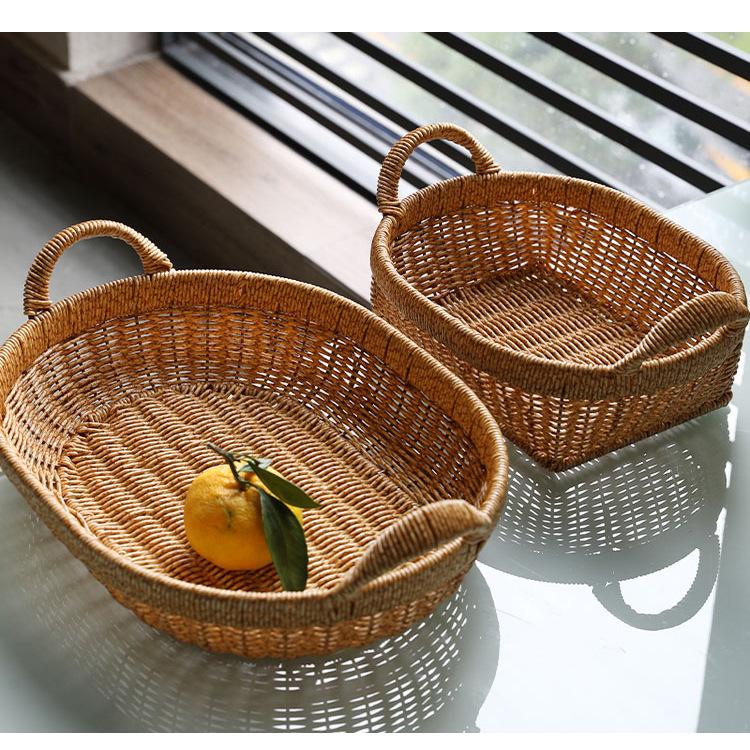 Imitation Rattan Fruit and Snack Basket - Versatile for Living Room, Kitchen, and Picnic Use.