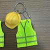 1Pc Creative Vest And Safety Helmet Shaped Keychain Night Travel Reflective Warning Sign Pendant For Backpack Accessories
