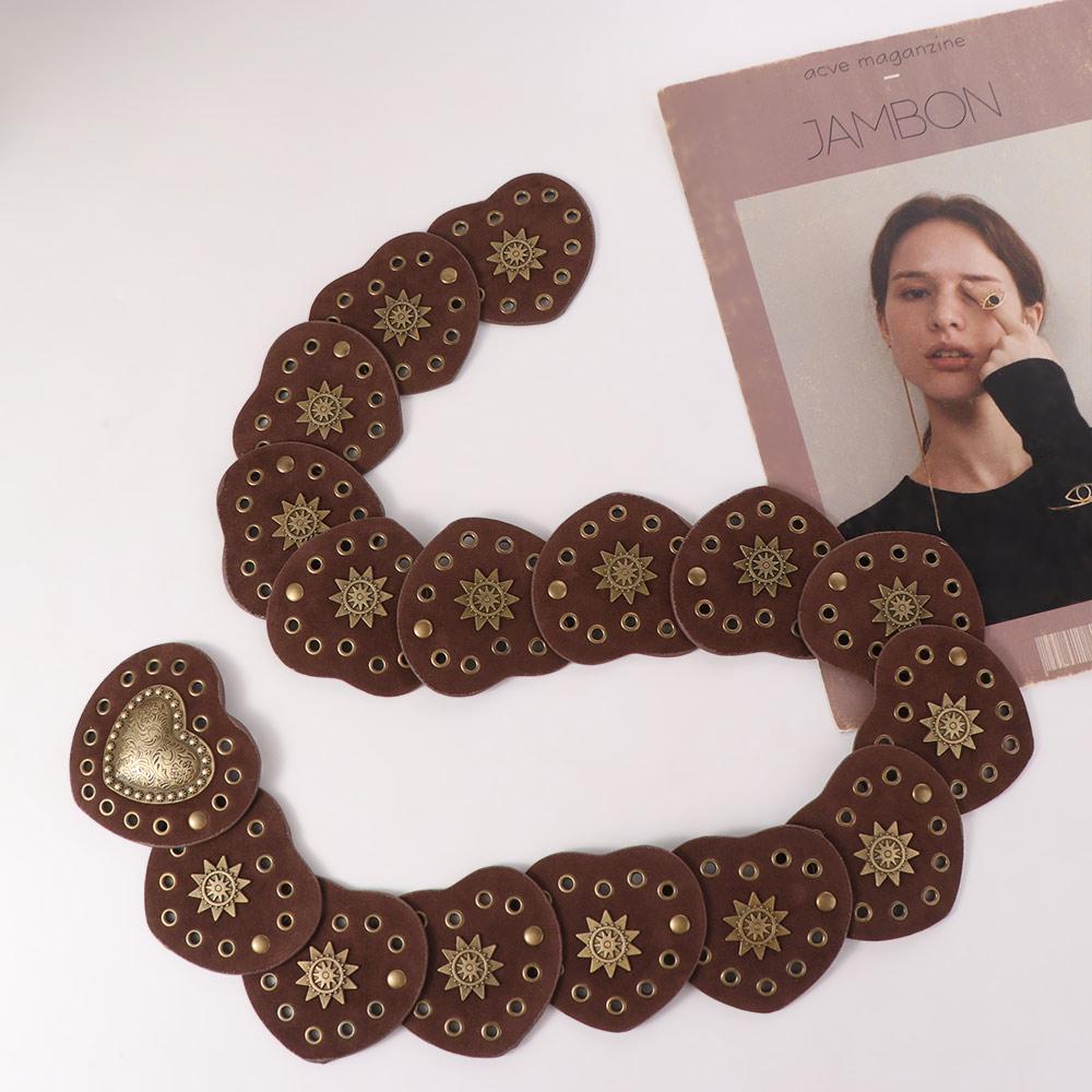 PU Dress Decoration Brown Waist Accessories Exaggerated Appearance Hollow Belts  Girls