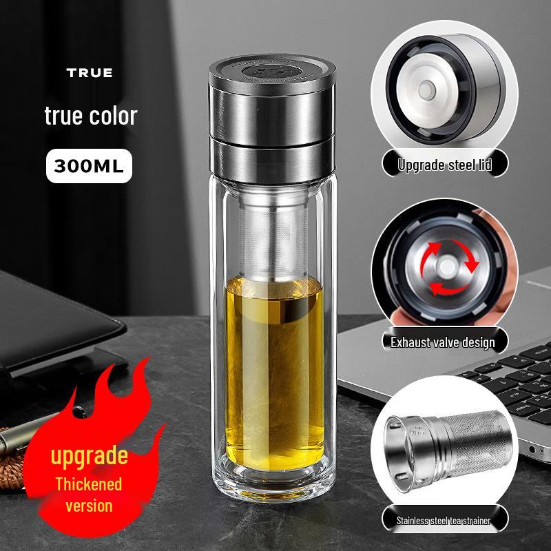 

Haofeng Double Wall Glass Tea Cup with Lid 300ML