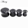 Alisouy 2PCS 6-19mm Schwarz Glas Rhombus Abschnitt Runde Ohr Tunnel Plugs Expander Keil Messgeräte Ohrring piercing Körper Schmuck