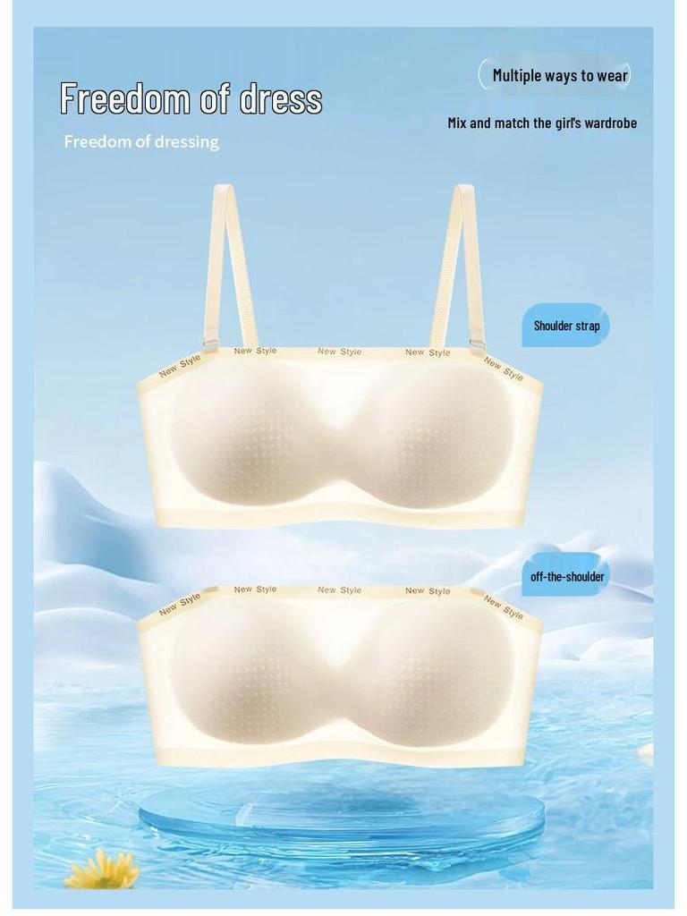 Seamless Anti-Slip Strapless Bandeau Bra - Invisible, Wire-Free, Cool Summer Design for Anti-Exposure & Comfort.
