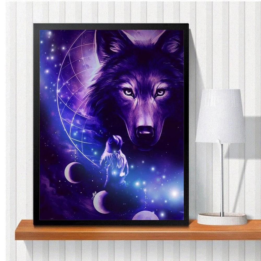 5D Diy Diamond Painting Cartoon Star Moon Wolf Cross Stitch Set Full Diamond Embroidery Mosaic Art Picture of Rhinestones Decor Gift