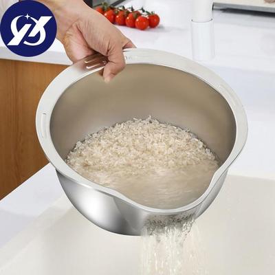 Rice Washing Bowl with Strainer Food Grade Vegetables Fruits Beans Cleaning Basket with Fine Filter Holes Versatile Tool for Kitchen