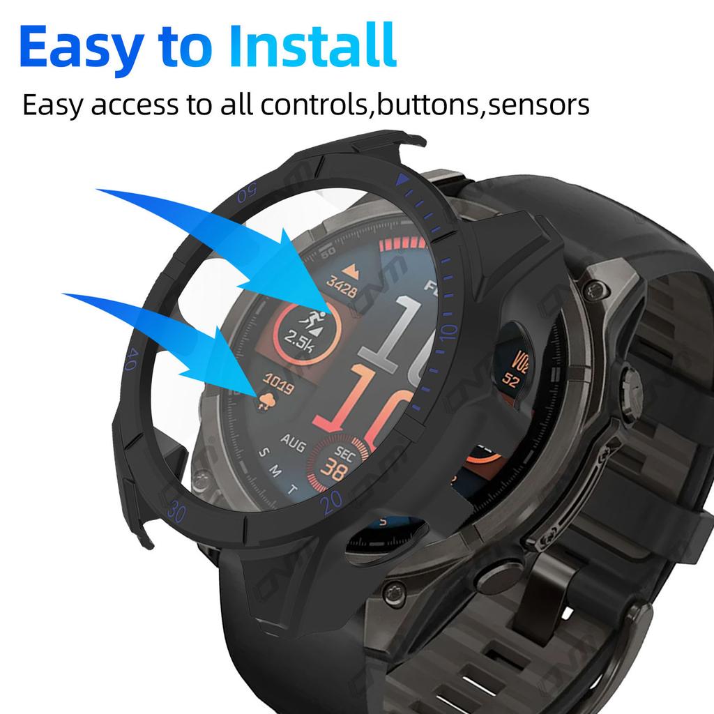 Glass+Case For Garmin Fenix 8 43/47/51MM AMOLED SOLAR Glass Screen Protector & Hard PC Protective Bumper for Fenix 8 Accessories