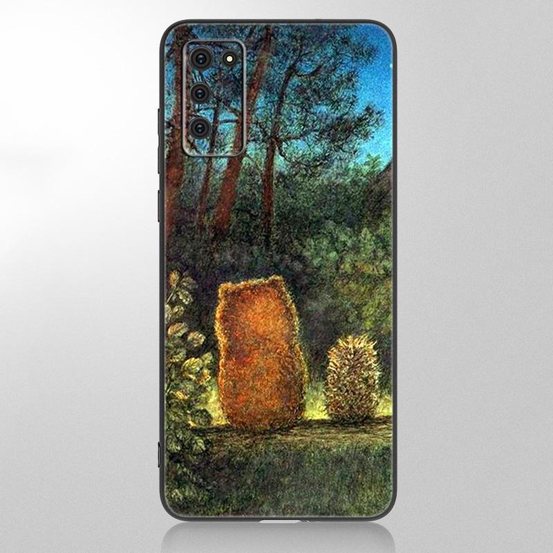 Pouzdro na telefon Ježek v mlze pro Samsung Galaxy A12 A02S A22 A32 A52 A72 A71 A51 A41 A31 A21 A11 A50 A70 A10S A20S Černý kryt