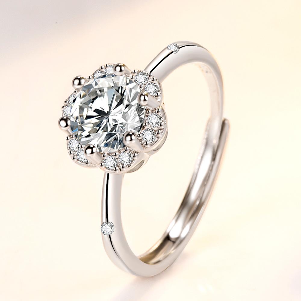 925 Silver Open Ring CZ Simulated Stackable Ring Platinum Plated Eternity Bands for Women