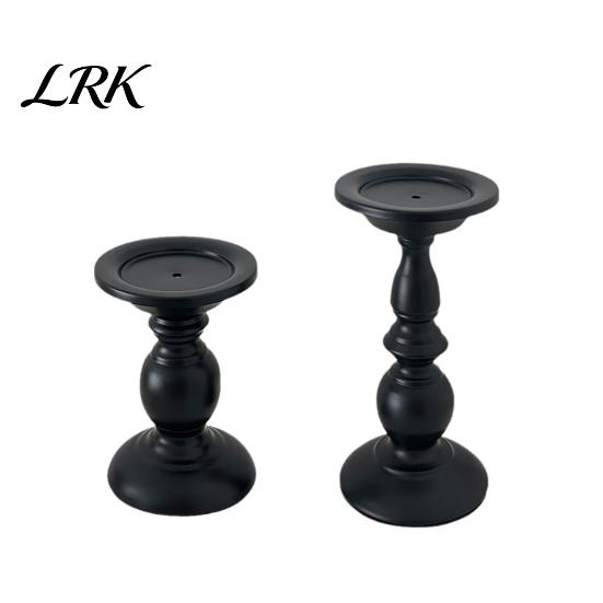 Iron Candle Holder Vintage Holder, Black Matte Pillar Holders, Metal Heat-Resistant Stand for Scented Candles And Tealights, Retro Candlestick Dining