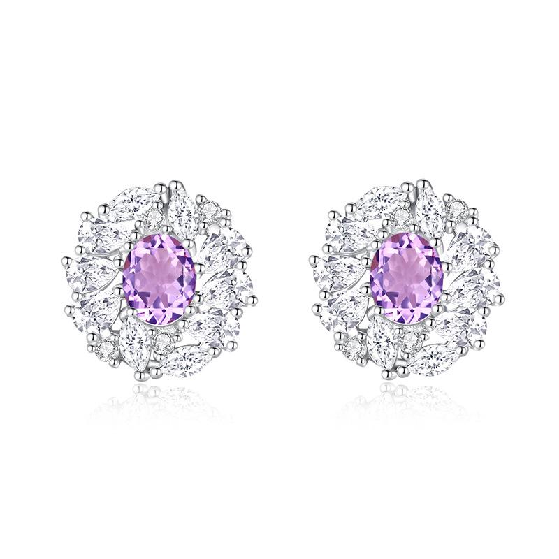 

Elegant 925 sterling silver women s flower earrings set with cubic and natural crystals, vintage flower earrings, fashionable daily jewelry gifts