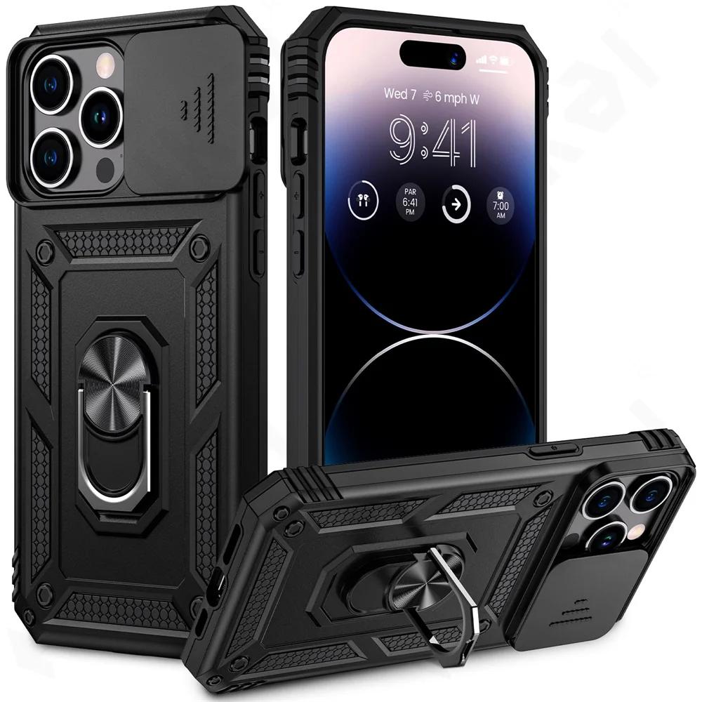 

Чехол для iPhone 15 14 13 12 11 Pro Max XS XR 8 7 6 Plus SE, выдвижная подставка, защита камеры, прочный противоударный чехол iPhone 15 Pro