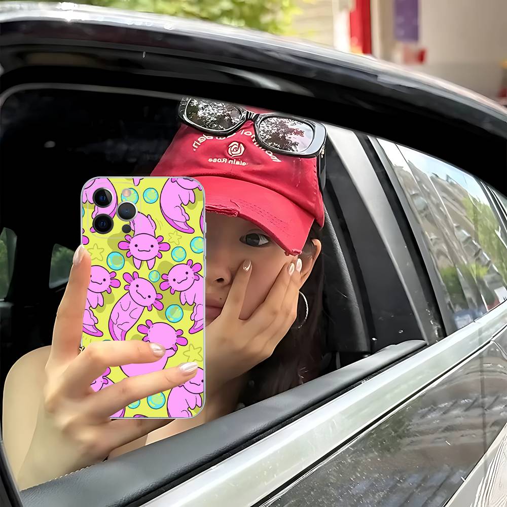Cartoon Axolotl Cute Transparent Soft Phone Case For IPhone 15 12 14 16 17 13 Plus 11 Pro Max 13 Pro