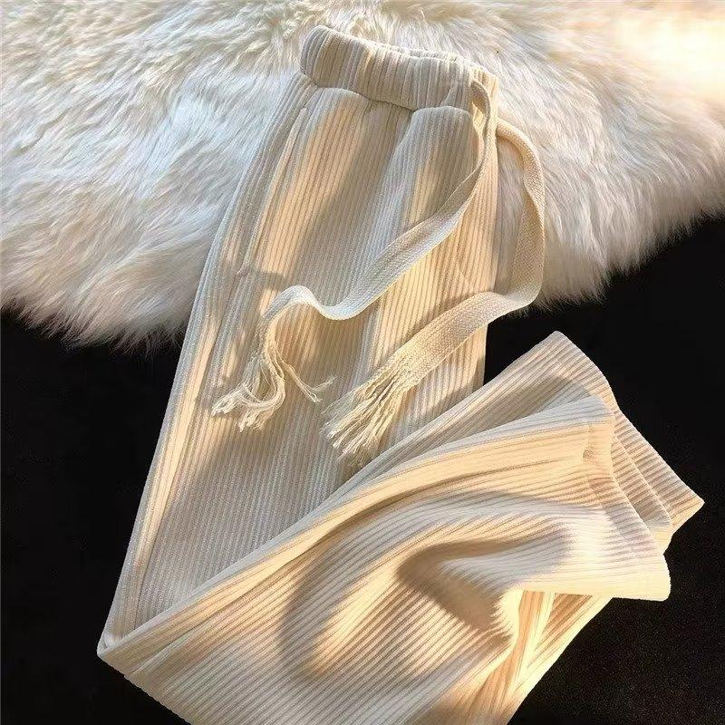 

Мужские и женские широкие вельветовые спортивные брюки - весна/осень, свободный повседневный крой со шнурком L