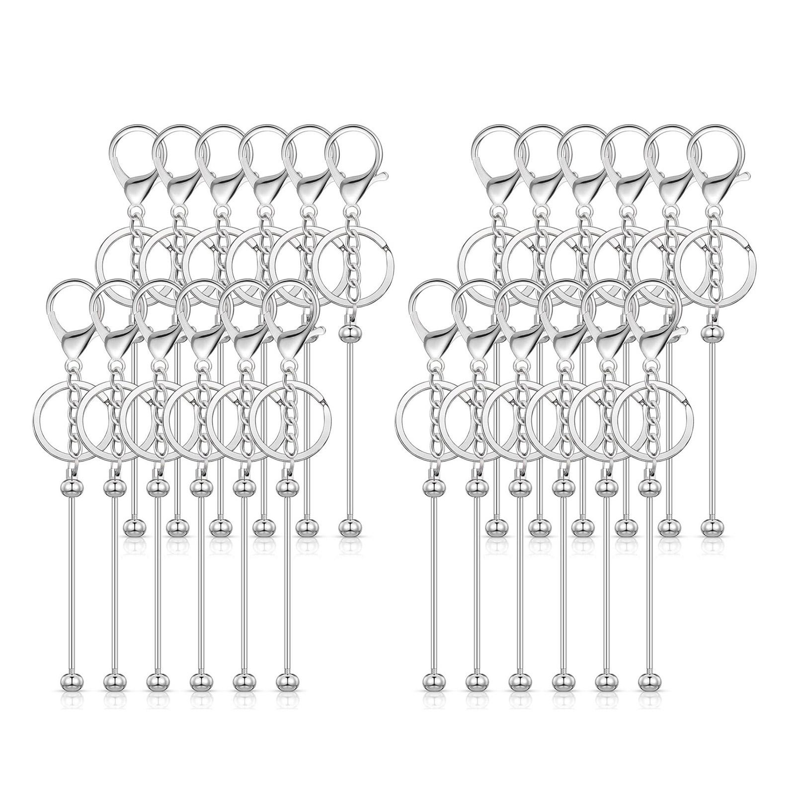 

Портативный 24 шт. бисерный брелок для ключей с подвесками набор прочный сплав пустой бисерный брелок аксессуары для рукоделия ювелирные изделия серебряный