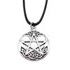 Triquetra Celtic Knot Pendant Necklace Wiccan Occult Protection Jewelry With 45cm Leather Chain