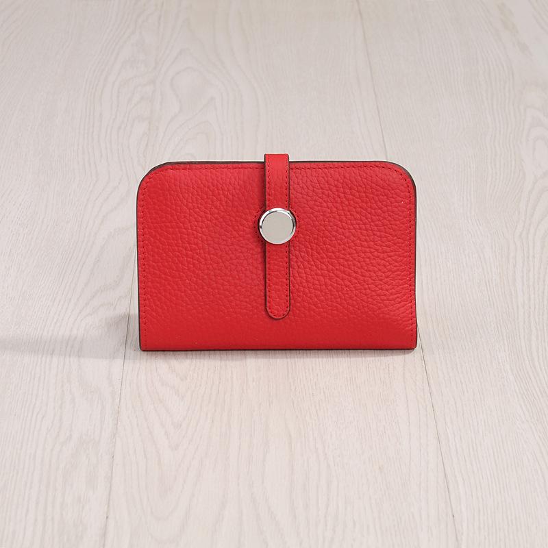 

Кошелек женский короткий выпуск новый натуральный кожаный женский кошелек пряжка 2 складной многофункциональный женский кожаный зажим 12.5x2x10cm красный