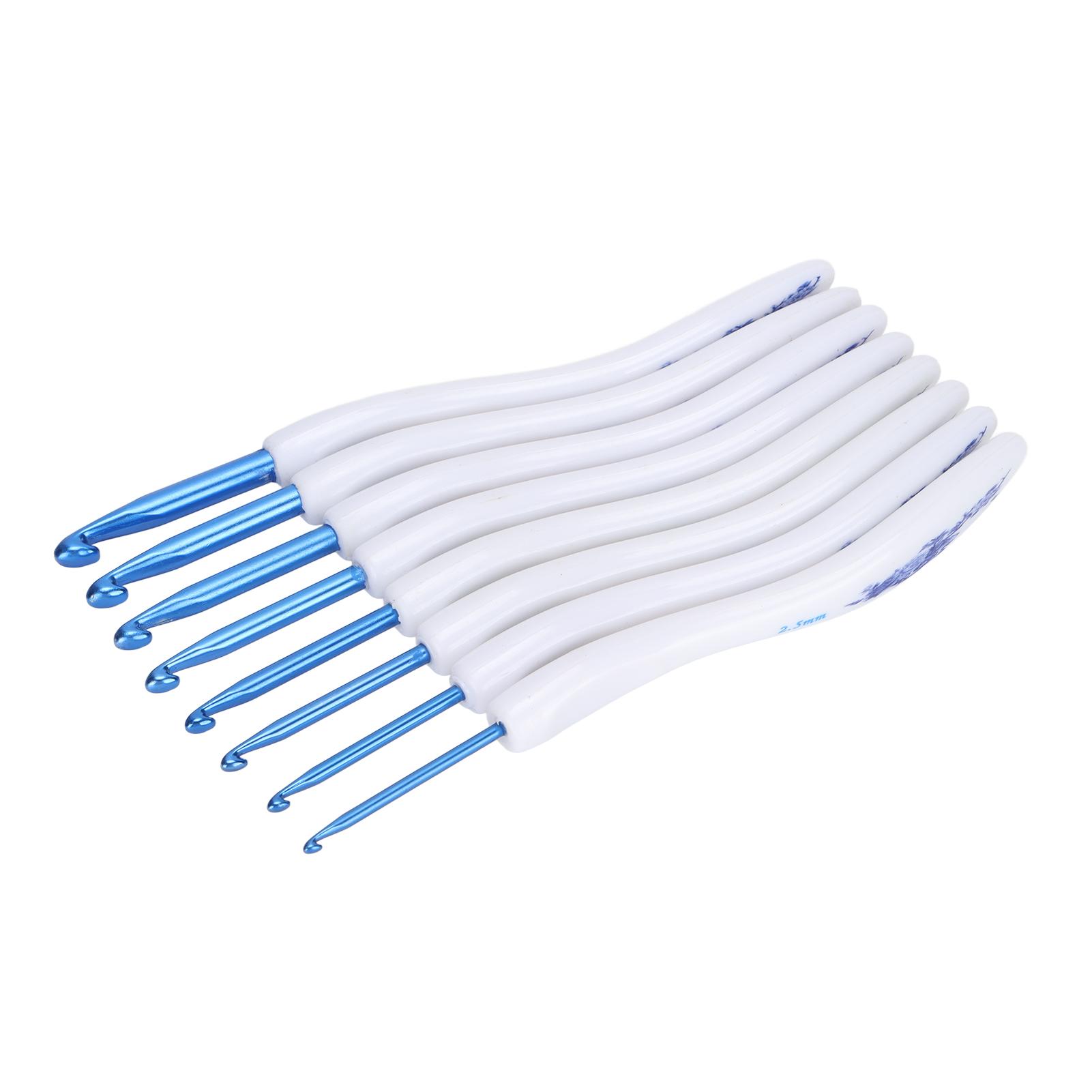 

8 шт. Крючки для вязания с изогнутой мягкой ручкой, удобные, портативные, инструмент для вязания для энтузиастов вязания, синий синий