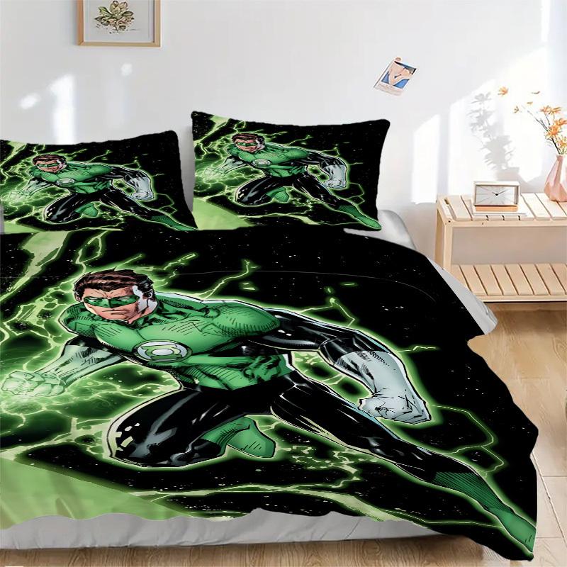 

3pcs Green Lantern Ring Cover Set,Soft Comfortable Duvet Cover,Guest Room (1*Duvet Cover + 2*Pillowcases, Without Core) yy251024172 135x200cm