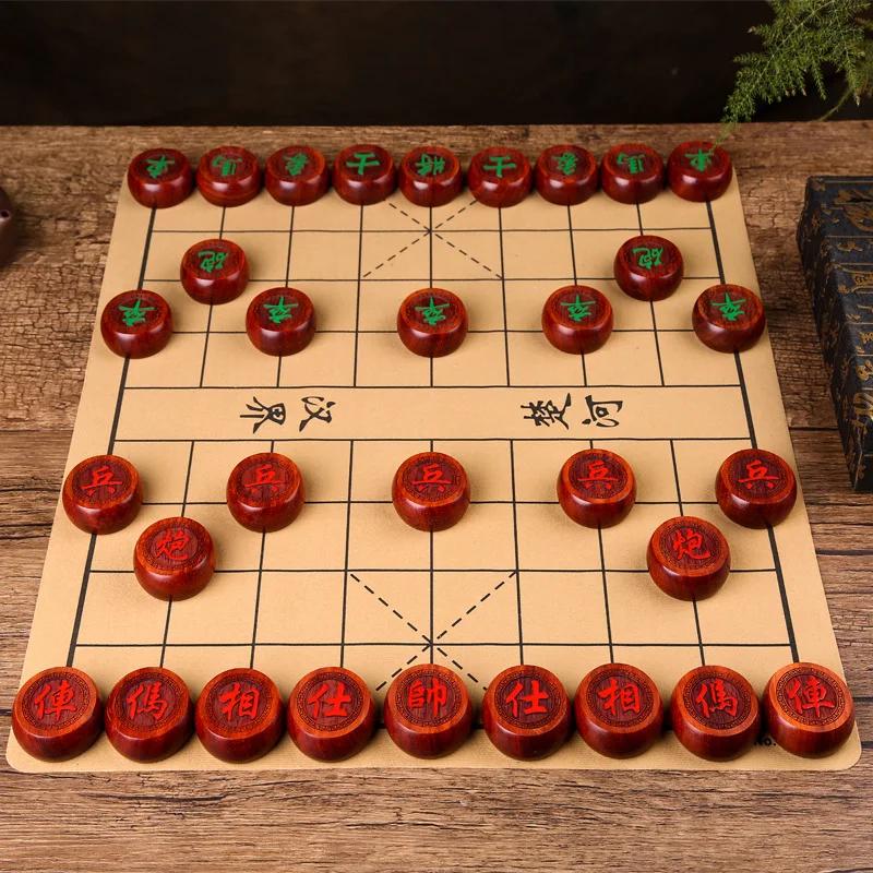 

Xiangqi Chinese Chess Board Game Set Natural Wood Playing Pieces Portable Travel Strategy Toy For Kids Adults Family Gift розовый лес