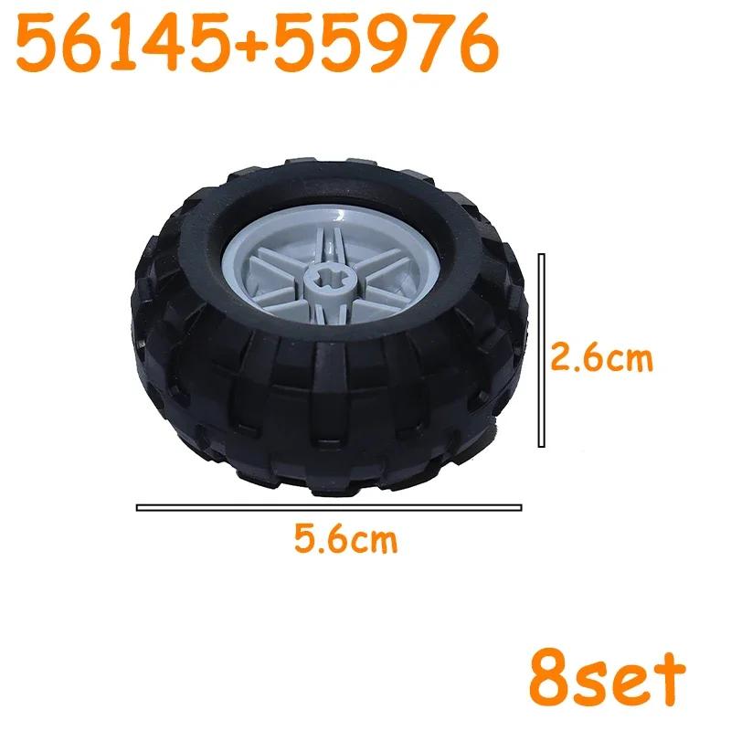 Car Truck Wheels Hub Bricks MOC Technical Tire Wheel Cross Hole Set Motorcycle Tyre & Rim Construction Building Blocks