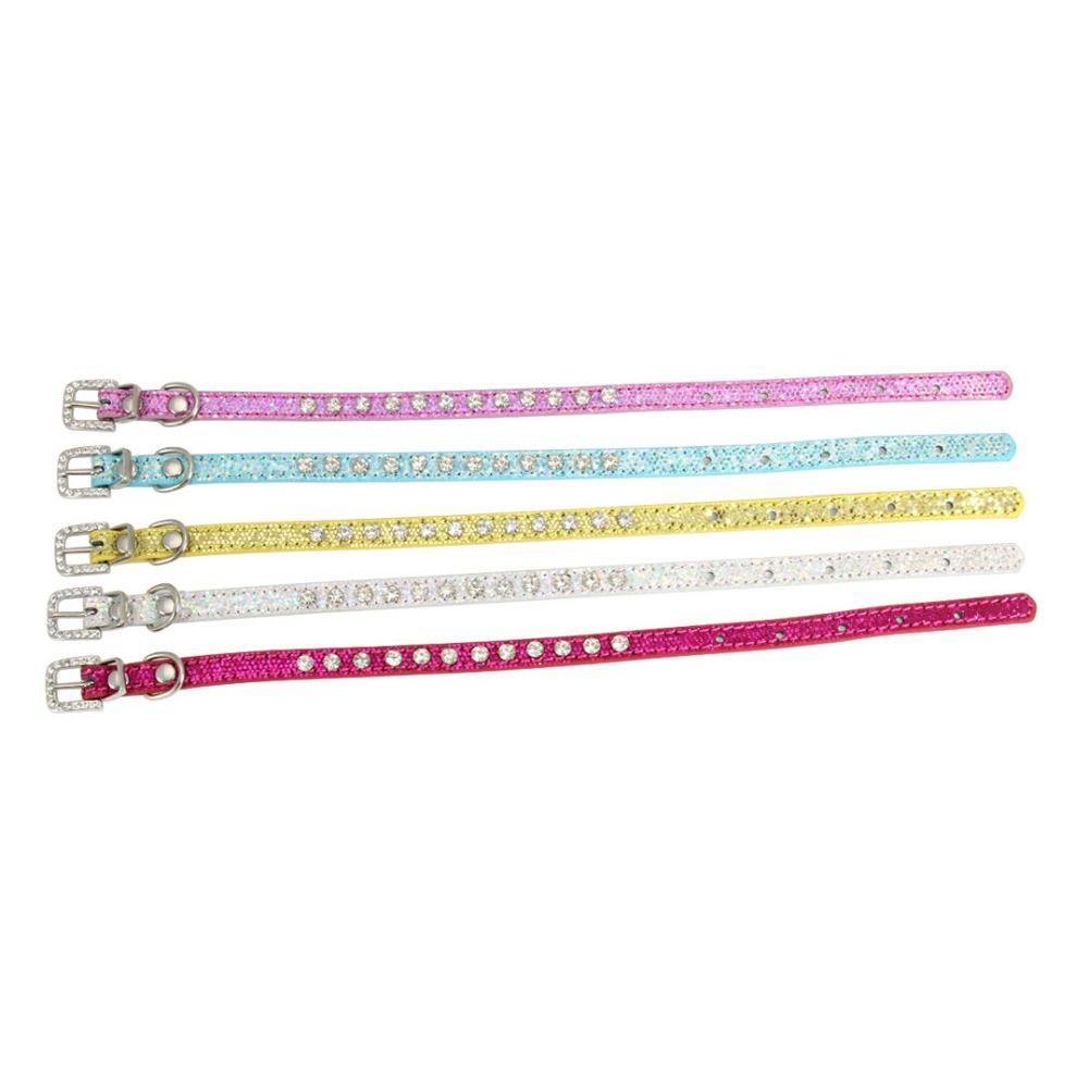 Leather  Rhinestone Cat Collar Adjustable Cat  Necklace  Photograph