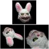 White Bunny Rabbit Bloody Mask Creepy Scary for Halloween Party Costumes Cosplay