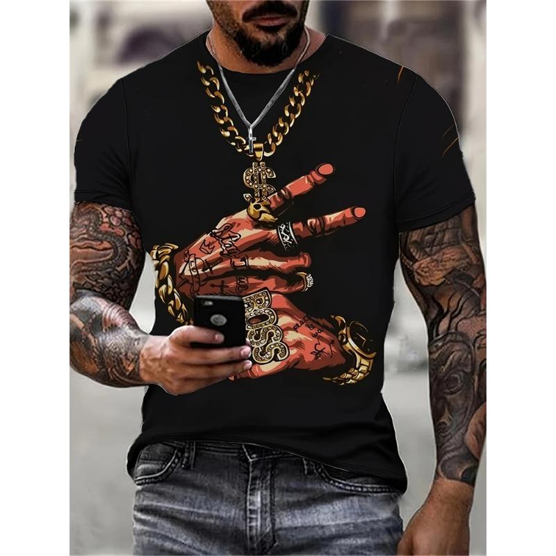Hip-hop Style Cartoon 3D Print Men's T-shirt Summer Casual Everyday Top Urban Street Fashion Men's T-Shirts