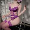 Sex Underwear Sexy Purple One-piece with Steel Ring Splicing Perspective Uniform Pure Desire Free Sex Clothes