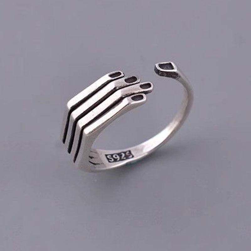 

BF CLUB 925 Sterling Rings for Women Simple Geometric Handmade Irregular Retro Vintage Hands Ring Allergy For Birthday Gift resizable