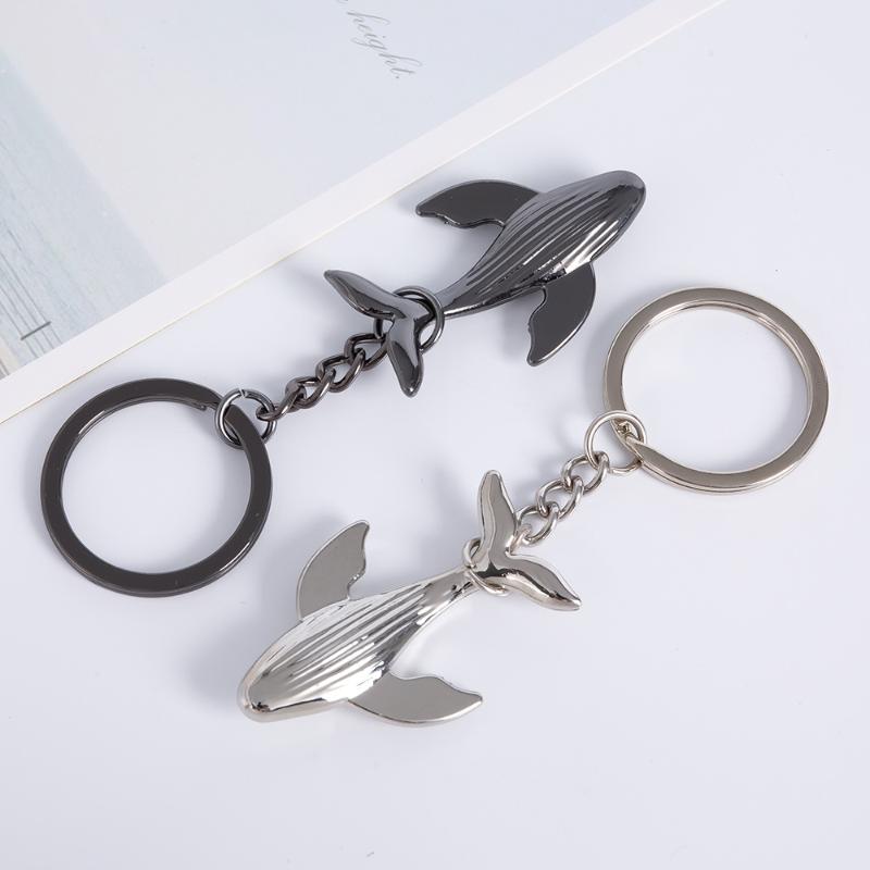 1/2Pcs Creative Whale Keychain Metal Couple Key Ring Pendant Bag Charm Decor For Car Key Holder Souvenir Gift