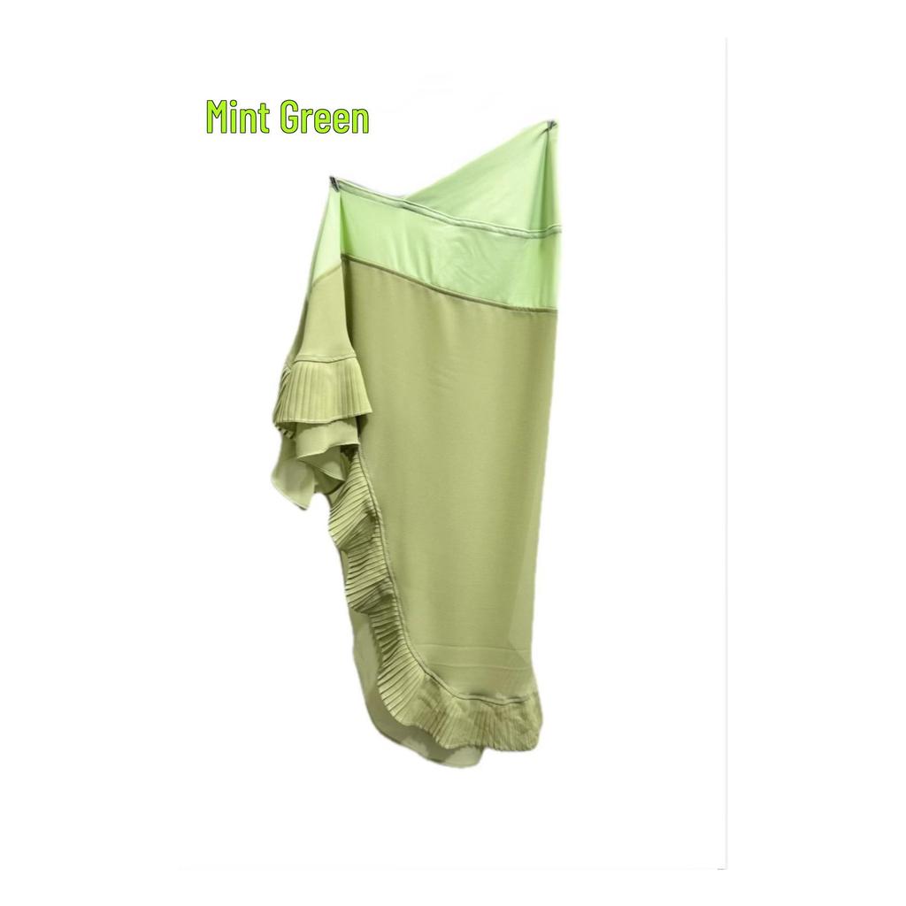 Muslim Women's Double Layer Chiffon Hijab - Pleated Edge Color Block Pullover