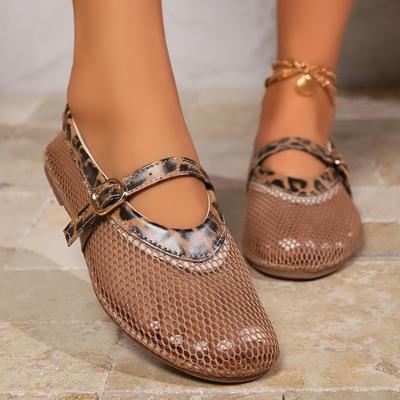 Scarpe Singole Casual in Rete Taglia Grande Moda Estiva da Donna Fibbia Monoparola Ballerine Versatili